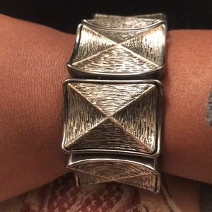 Dark and silver elastic statement bracelet